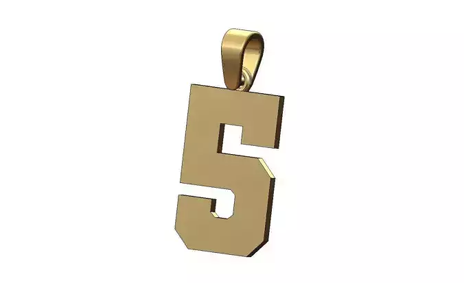 Number 5 five varsity high school letterman pendant charm 3D print model