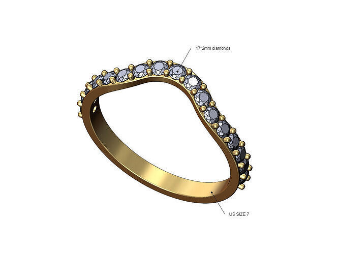 Half etenity curved gurad wedding engagement ring US size 7 3D print model