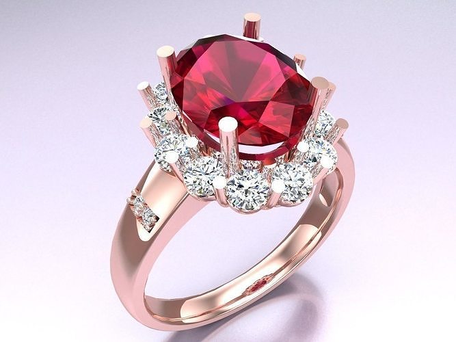 Oval stone ring - Womens  Rings - N410424 3D print model