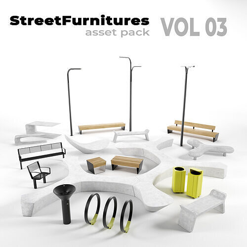 Street Furnitures Asset Pack -03- 3D model