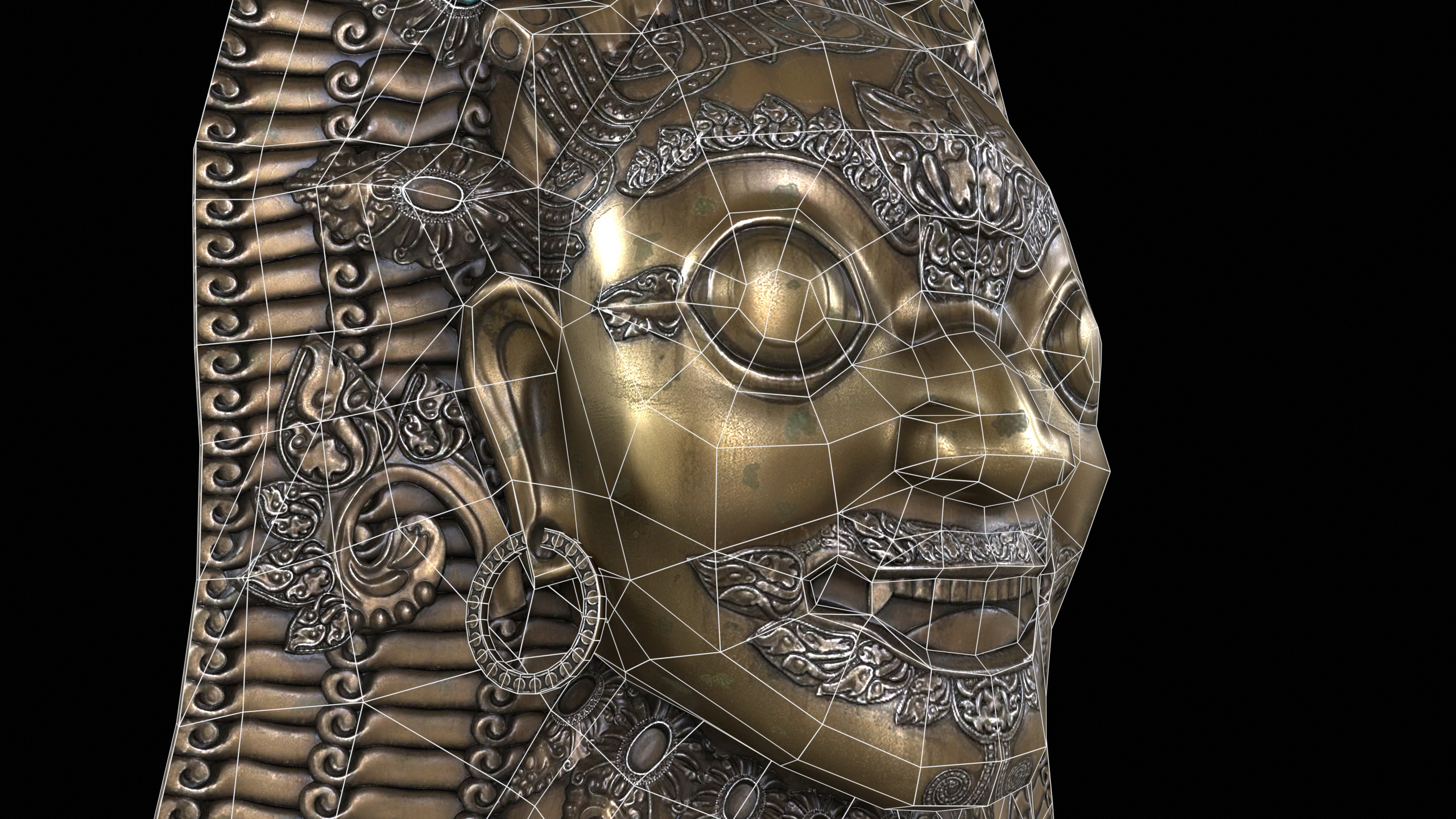 Antique Asian Sculpture PBR Low-poly 3D model_13