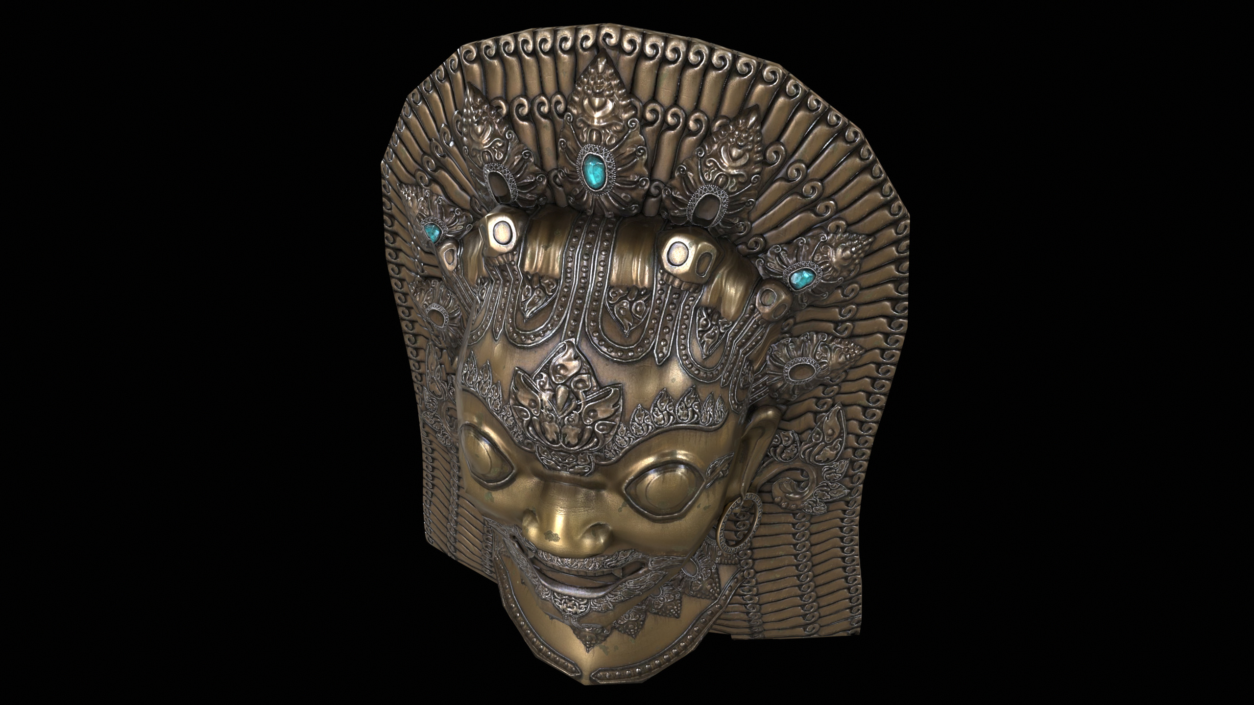 Antique Asian Sculpture PBR Low-poly 3D model_9
