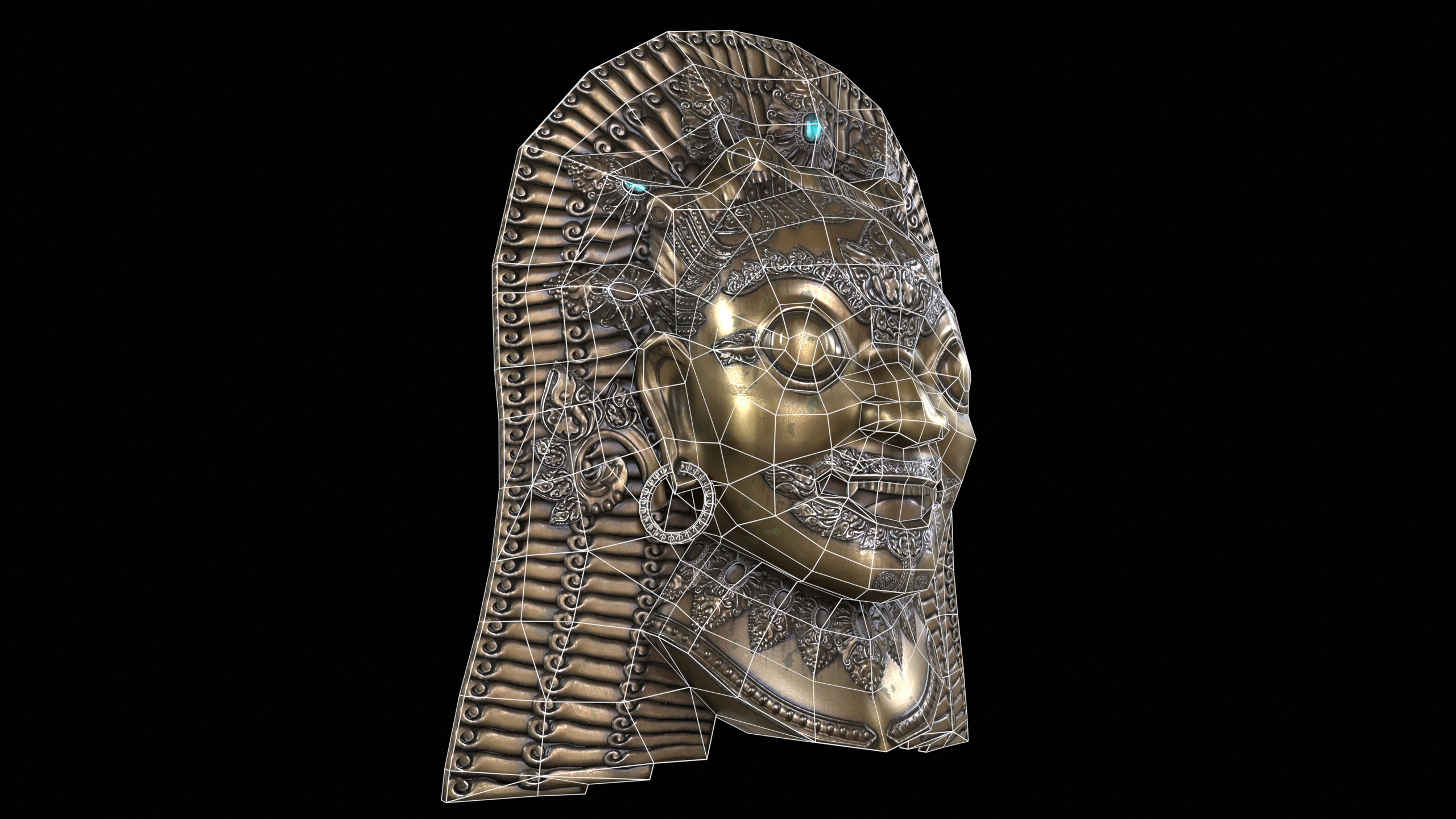 Antique Asian Sculpture PBR Low-poly 3D model_11