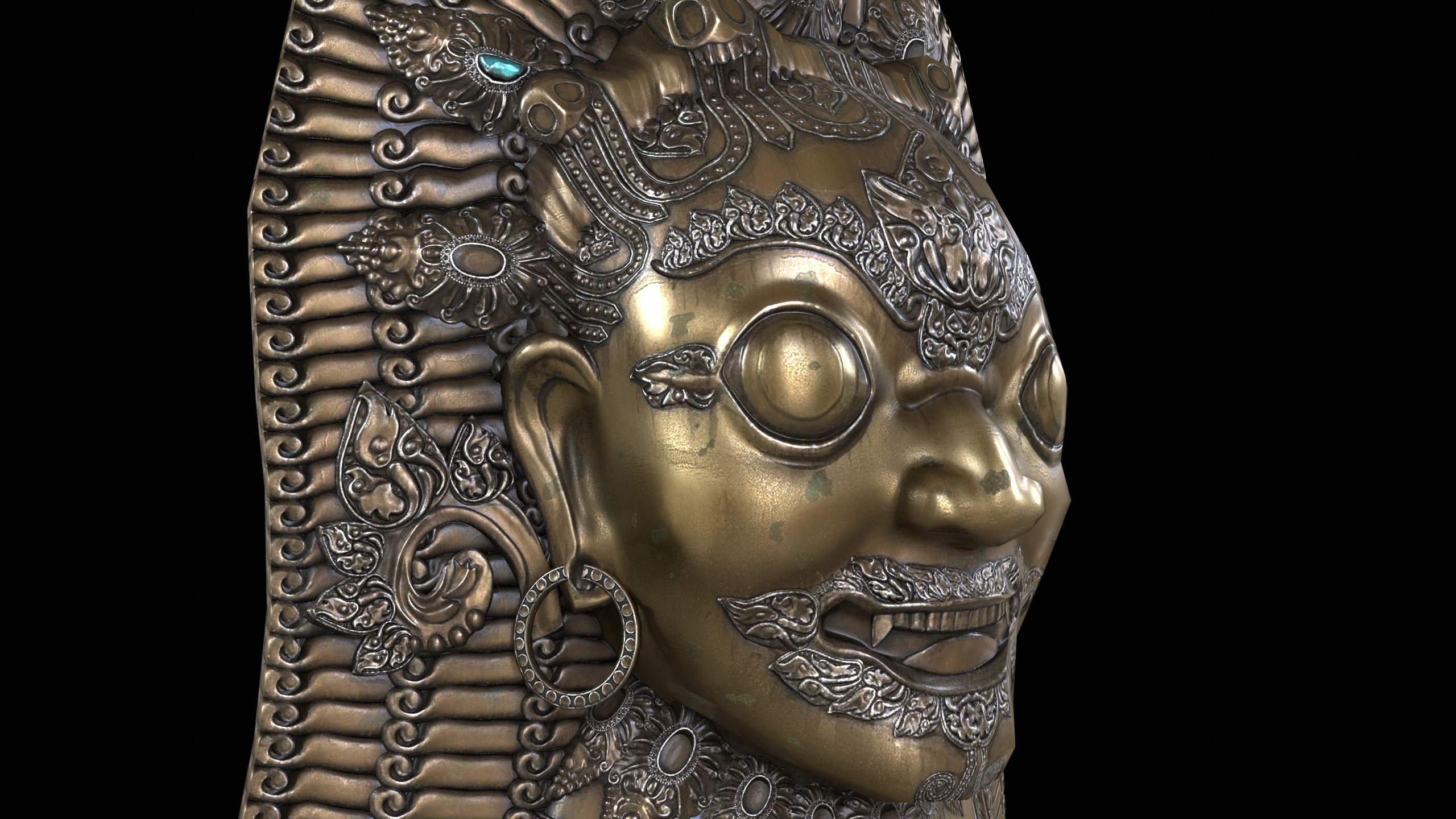 Antique Asian Sculpture PBR Low-poly 3D model_8