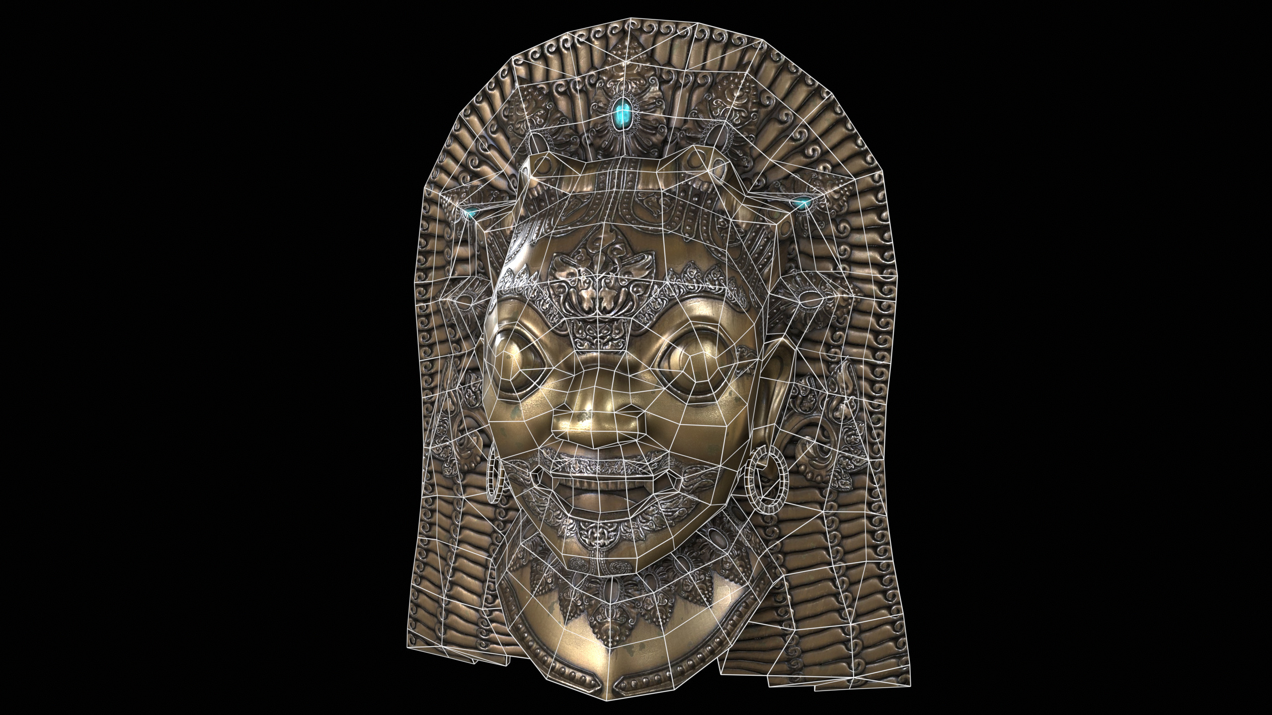 Antique Asian Sculpture PBR Low-poly 3D model_10