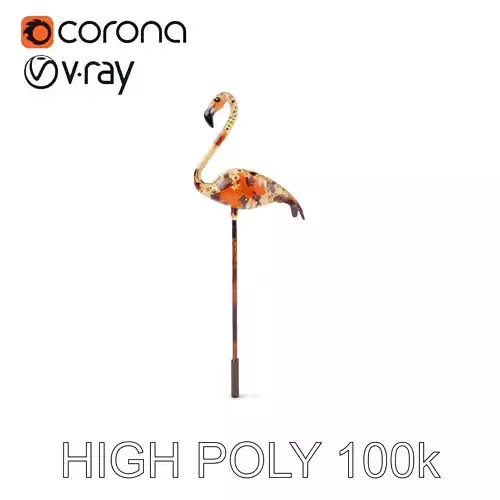 Rustic Flamingo Garden Decor Model Pack