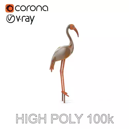 Metallic Crane Sculpture D Model Pack