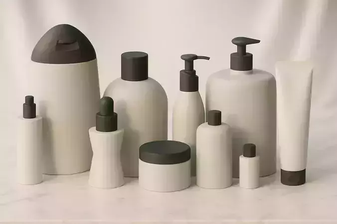 Complete Cosmetic Bottle 3D Model Pack  11 Skincare Containers 3D print model