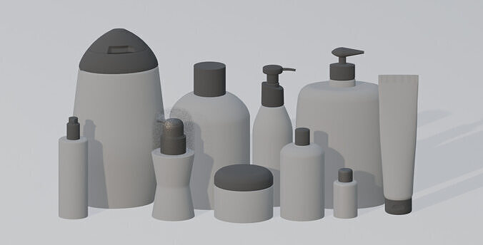 Complete Cosmetic Bottle 3D Model Pack  11 Skincare Containers Free 3D print model