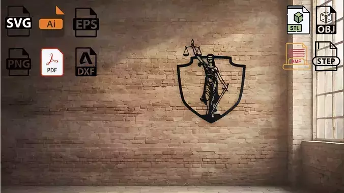 Lady Justice Shield Wall Art