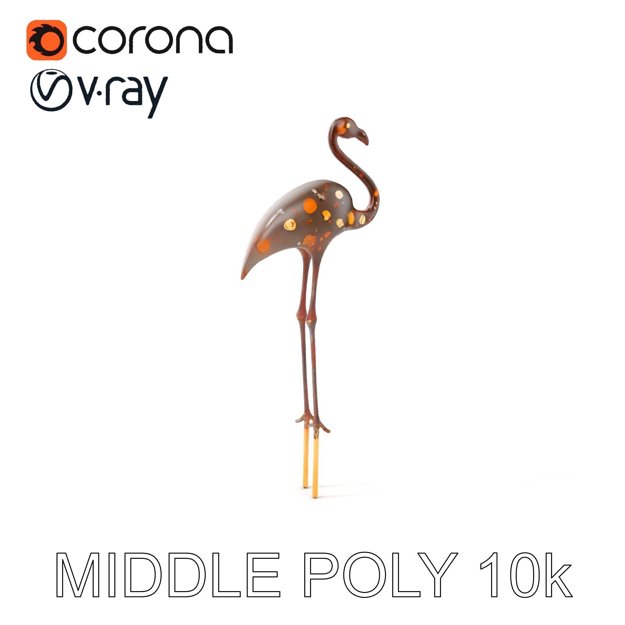 Decorative Flamingo Silhouette Model Pack Low-poly 3D model_12