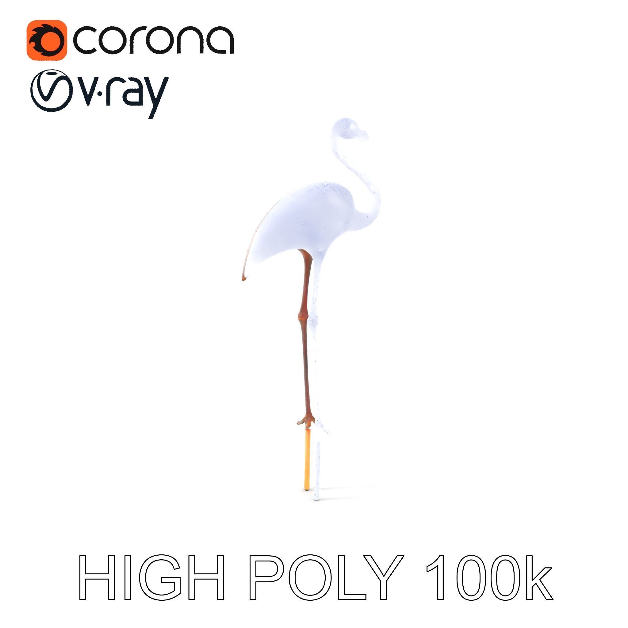 Decorative Flamingo Silhouette Model Pack Low-poly 3D model_5