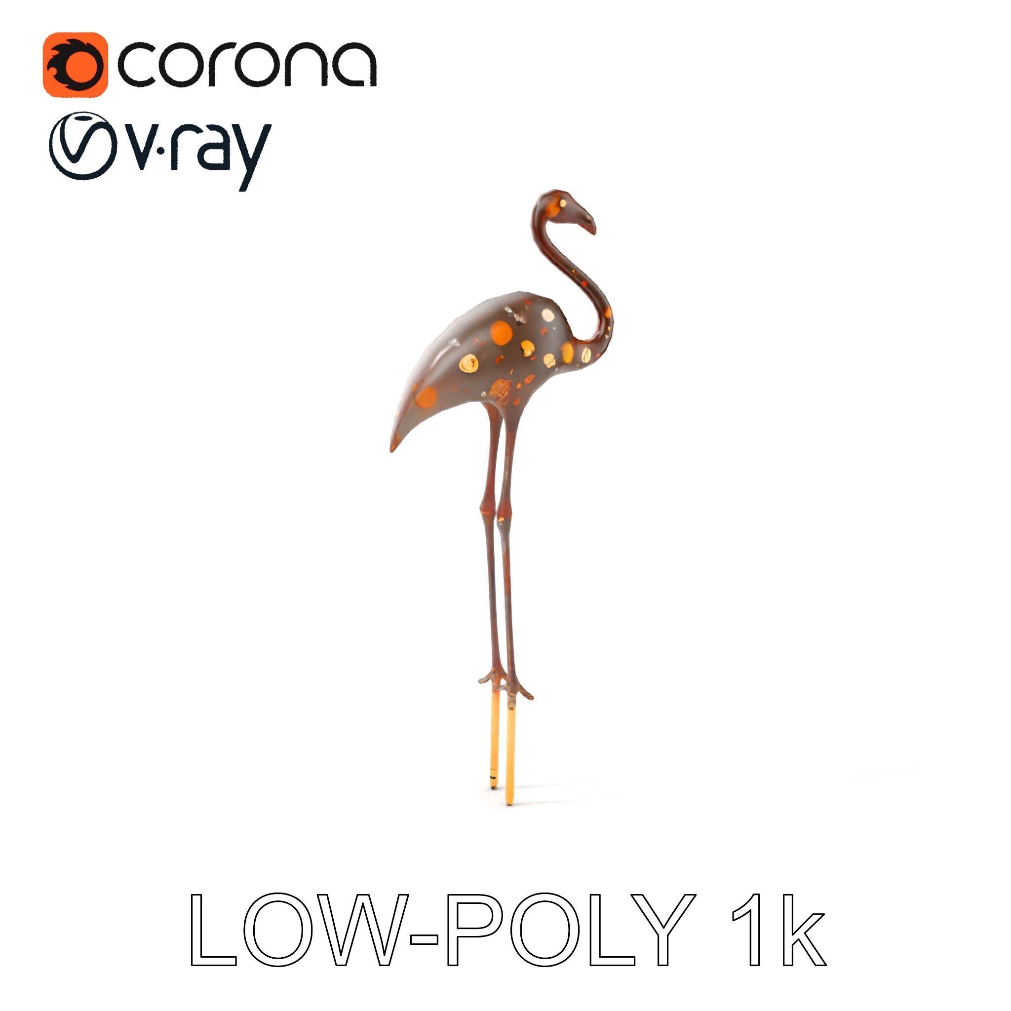 Decorative Flamingo Silhouette Model Pack Low-poly 3D model_13