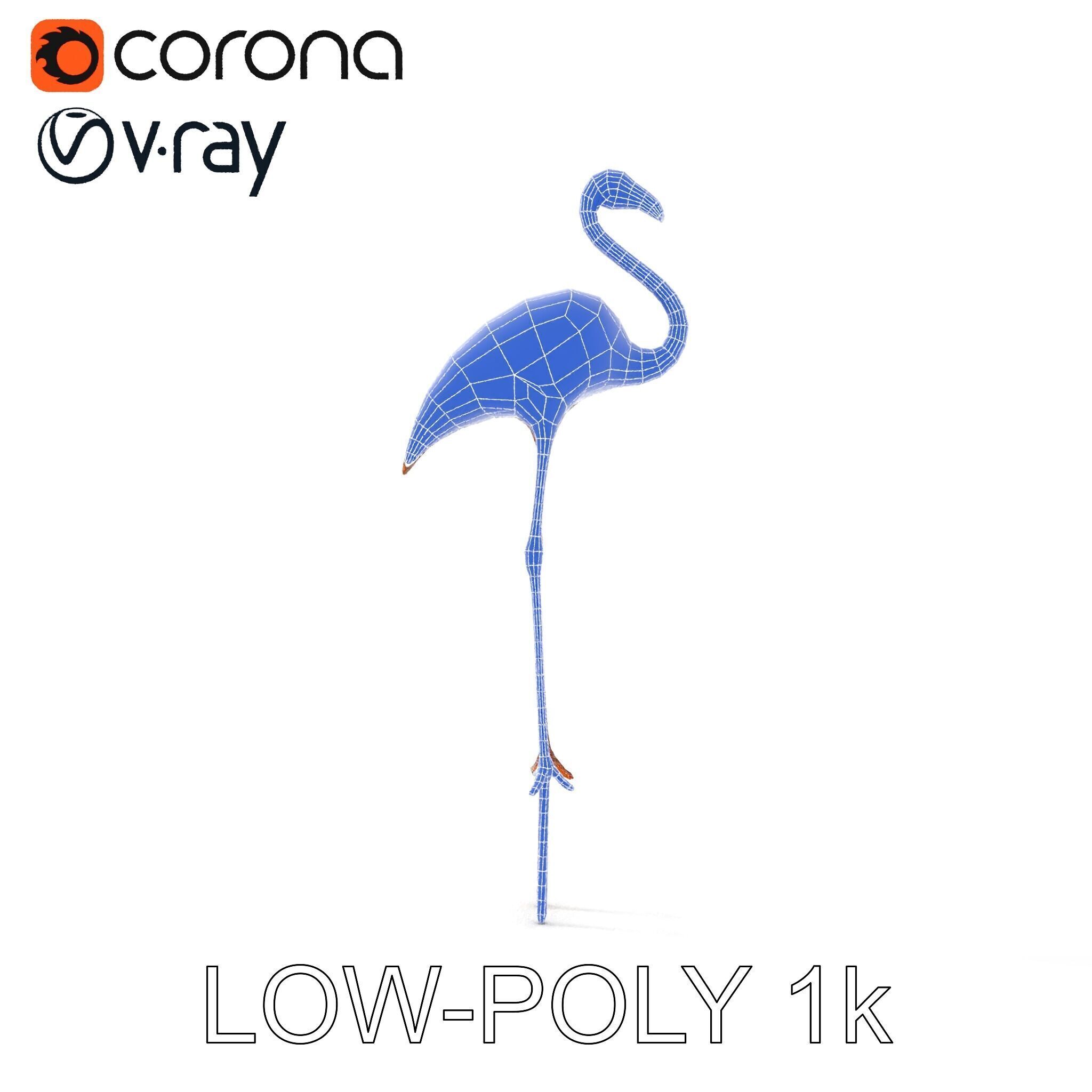 Decorative Flamingo Silhouette Model Pack Low-poly 3D model_8