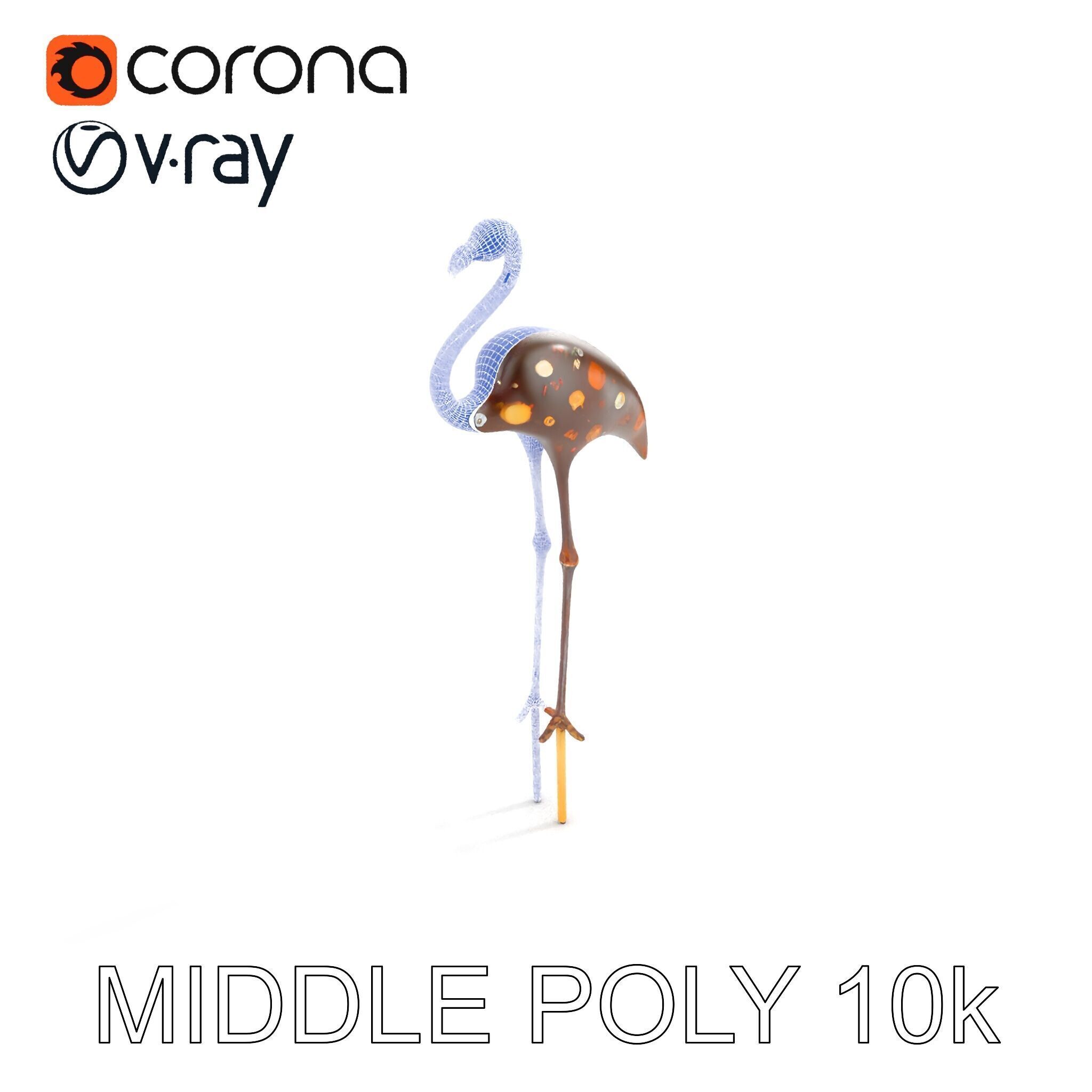 Decorative Flamingo Silhouette Model Pack Low-poly 3D model_7