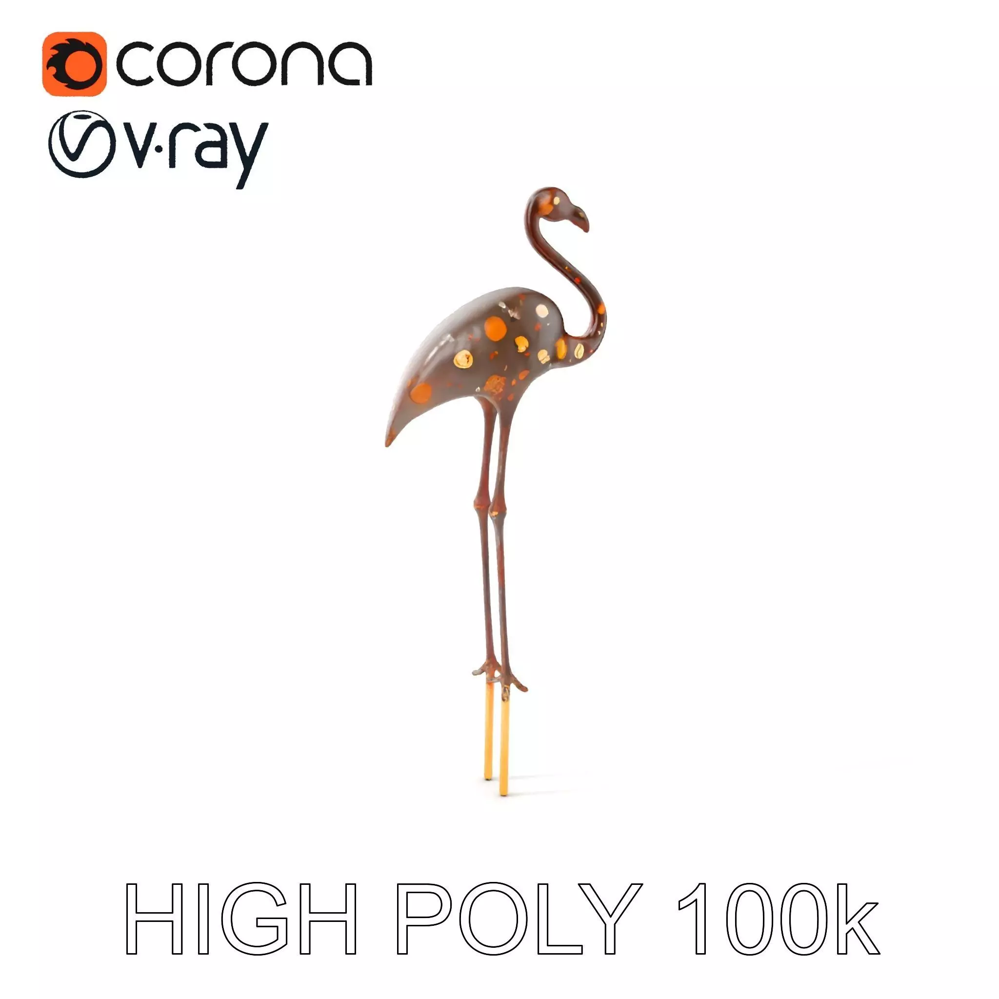 Decorative Flamingo Silhouette Model Pack Low-poly 3D model_0