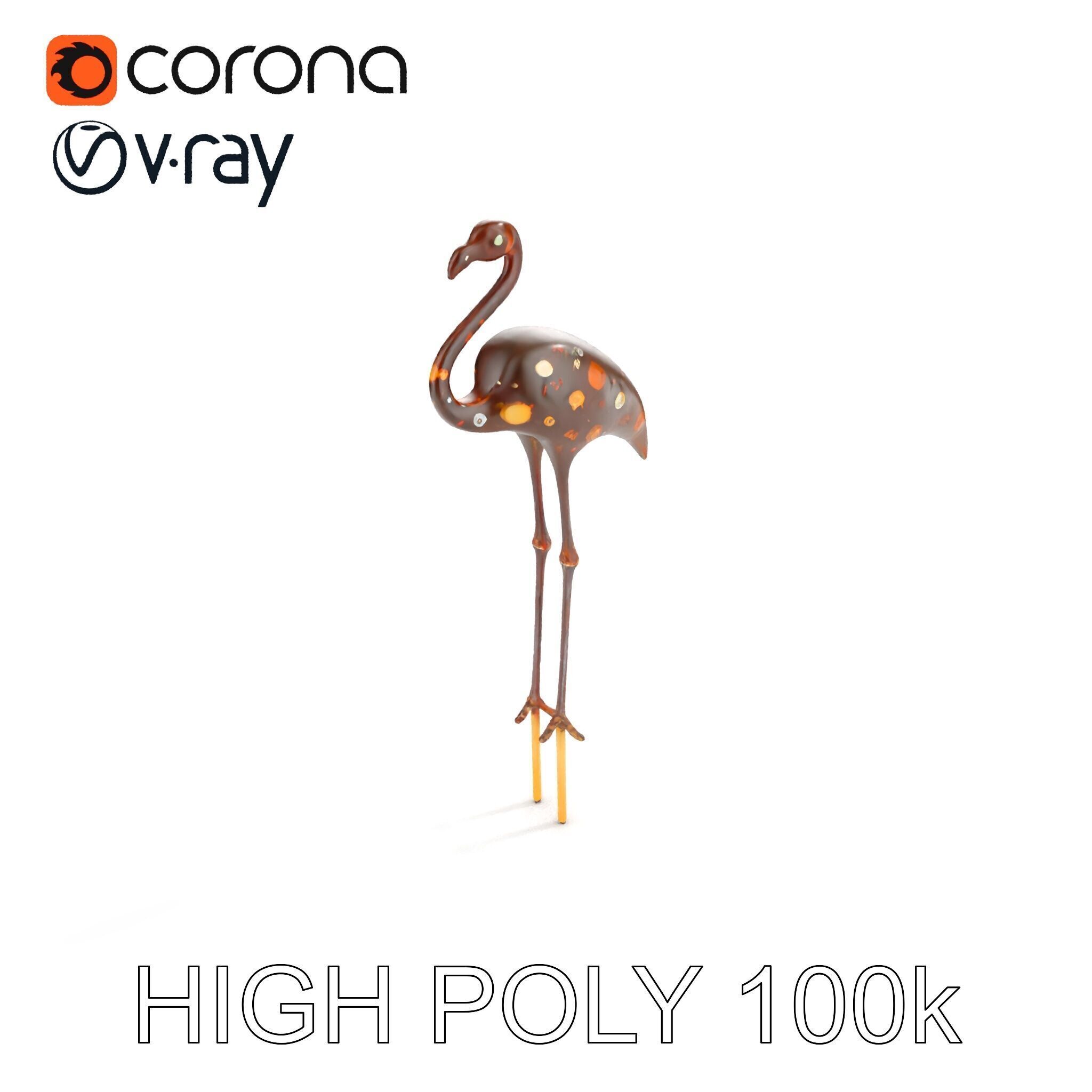 Decorative Flamingo Silhouette Model Pack Low-poly 3D model_11