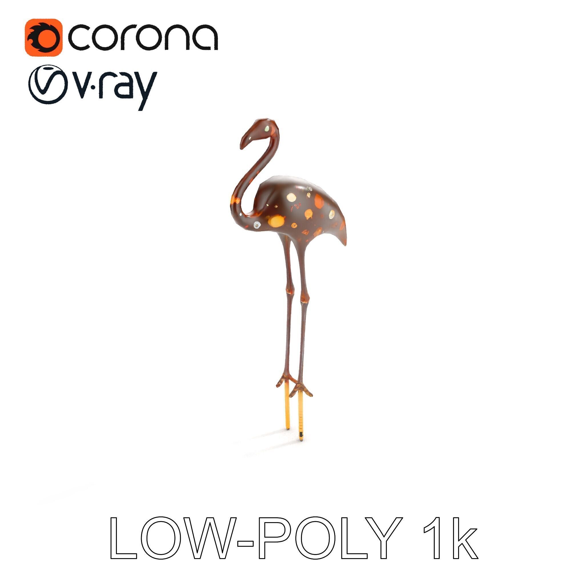 Decorative Flamingo Silhouette Model Pack Low-poly 3D model_15
