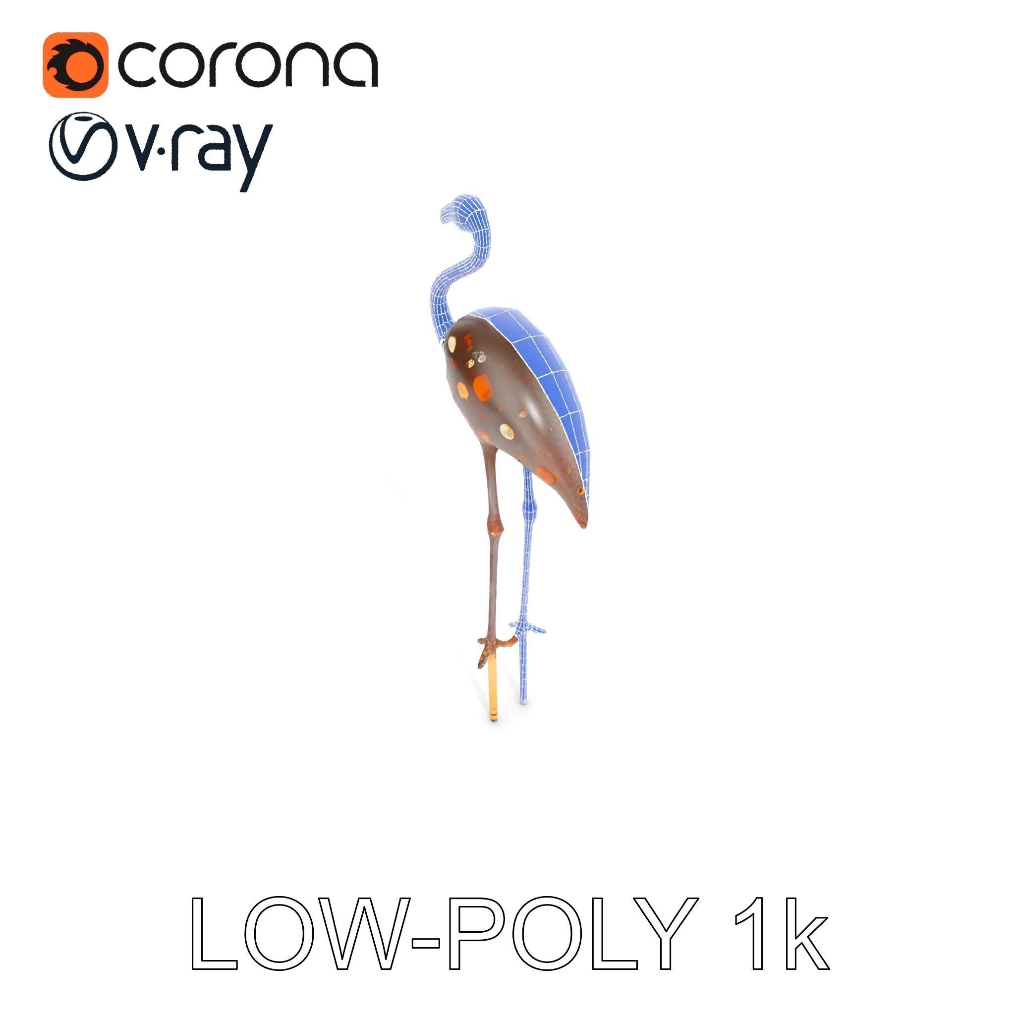 Decorative Flamingo Silhouette Model Pack Low-poly 3D model_23