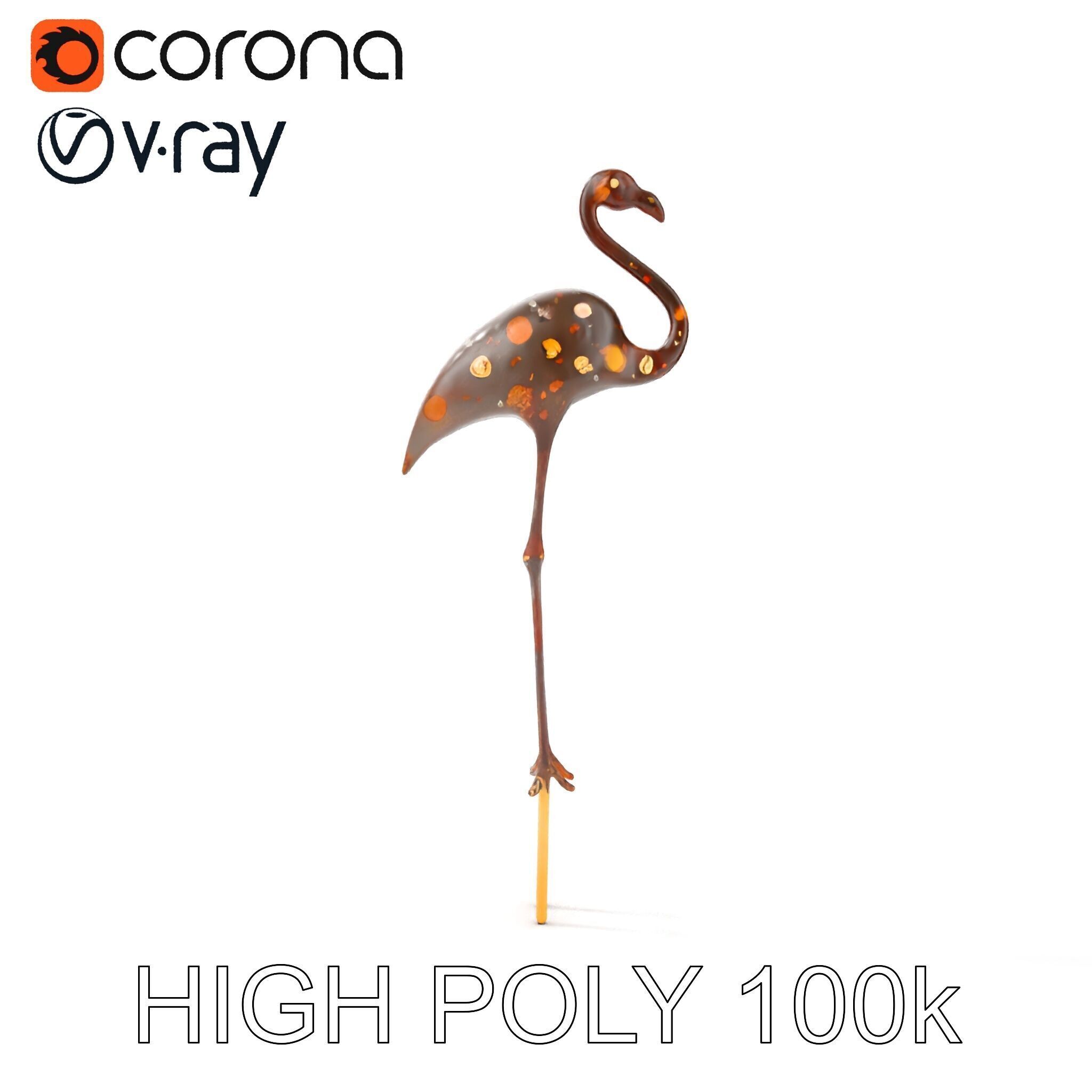 Decorative Flamingo Silhouette Model Pack Low-poly 3D model_21