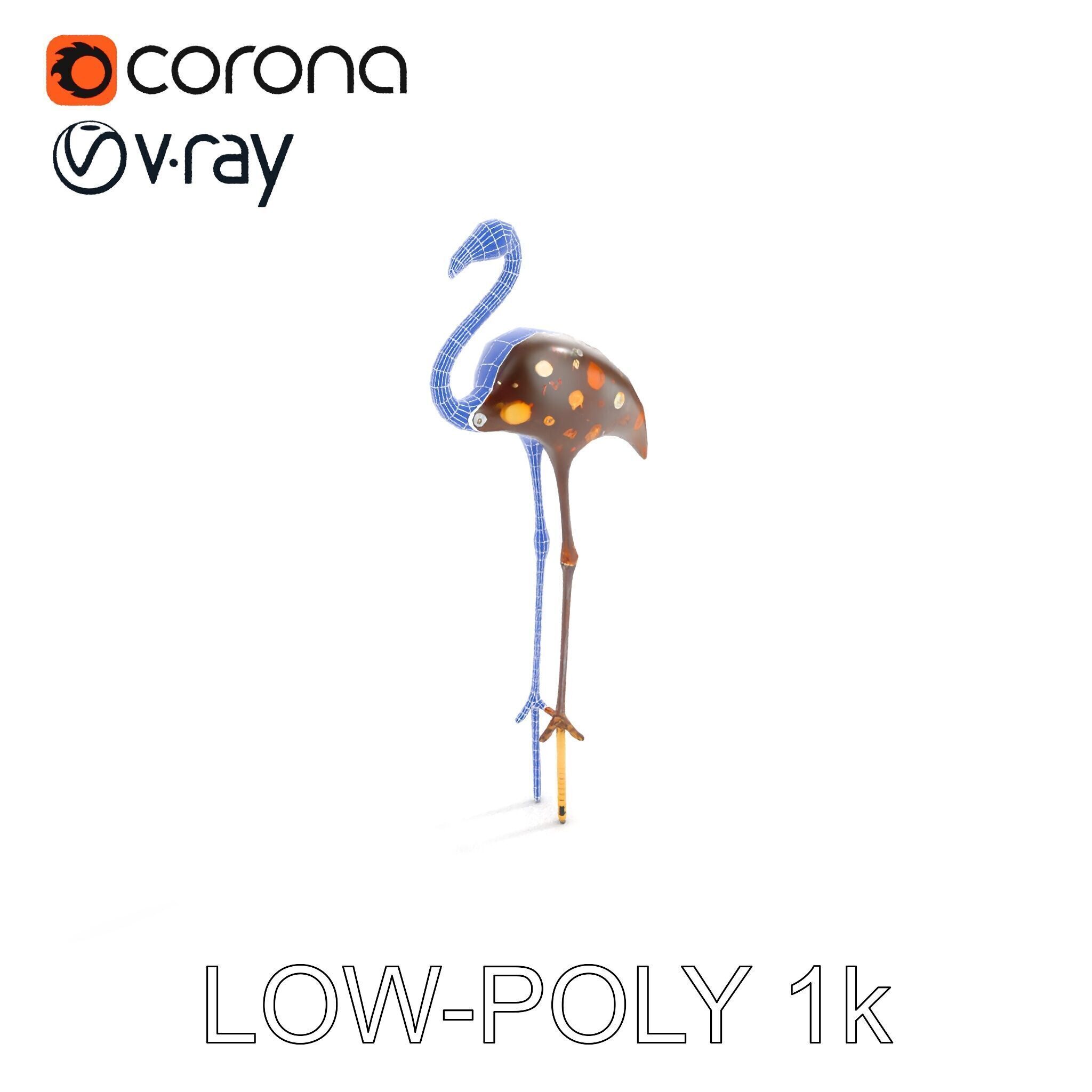 Decorative Flamingo Silhouette Model Pack Low-poly 3D model_18