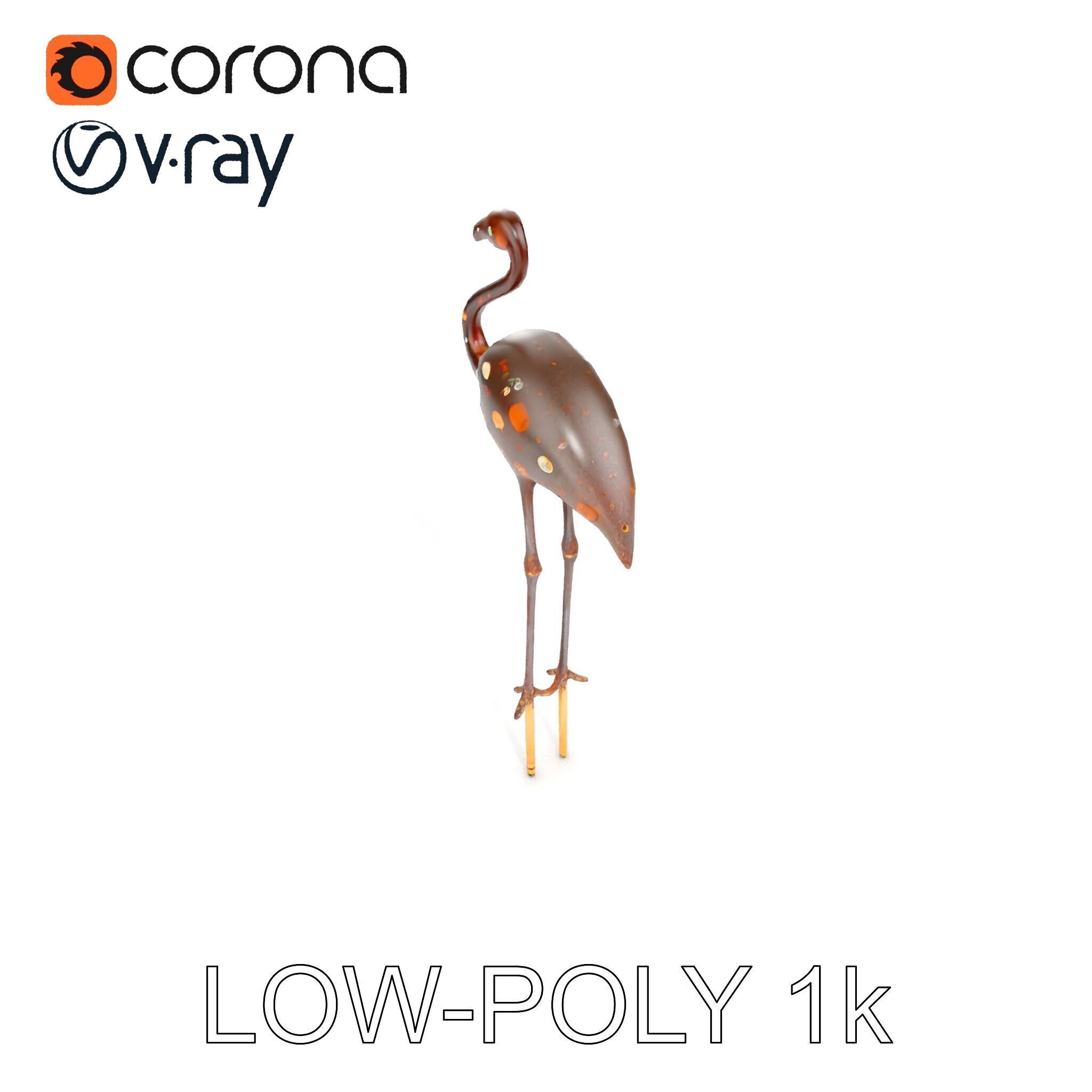 Decorative Flamingo Silhouette Model Pack Low-poly 3D model_20
