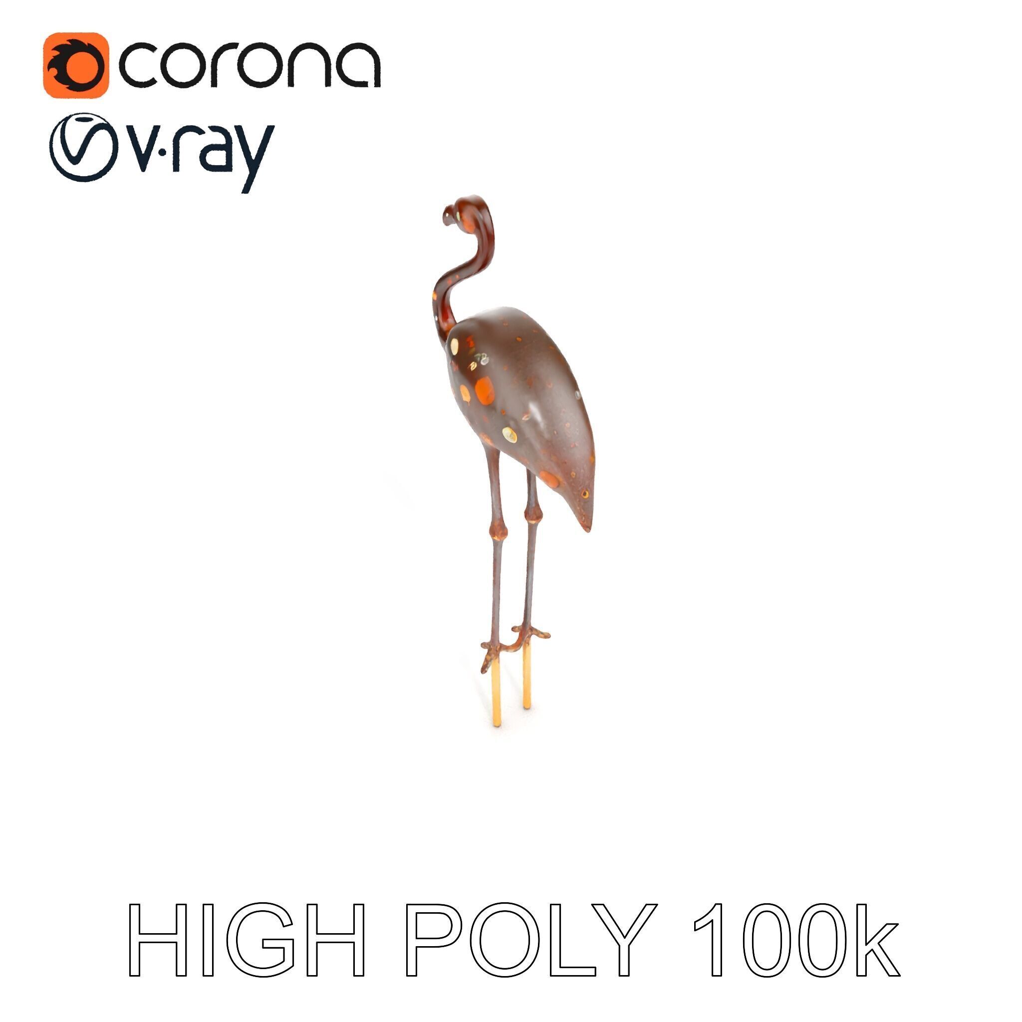 Decorative Flamingo Silhouette Model Pack Low-poly 3D model_16