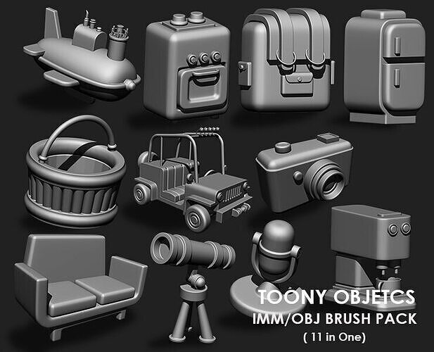 Toony Objects IMM Brush Pack 11 in One 3D model