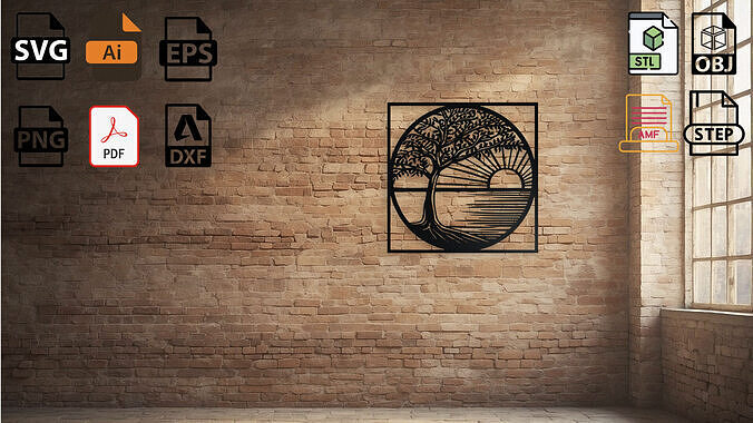 Tree of Life Sunrise Wall Art 3D print model