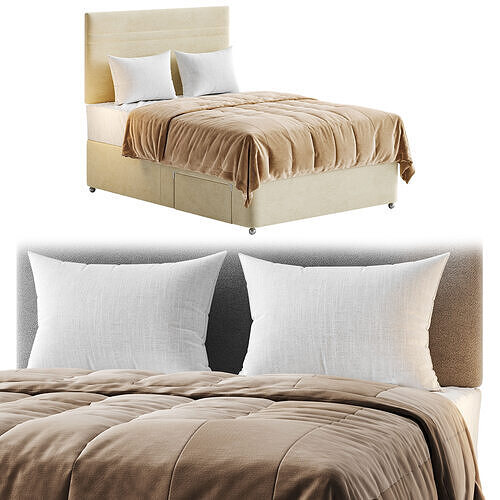 Sealy Auckland Firm Support Divan Bed Set 3D model