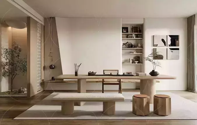 3DS MAX WABI SABI STYLE 3D STUDY AREA 0009