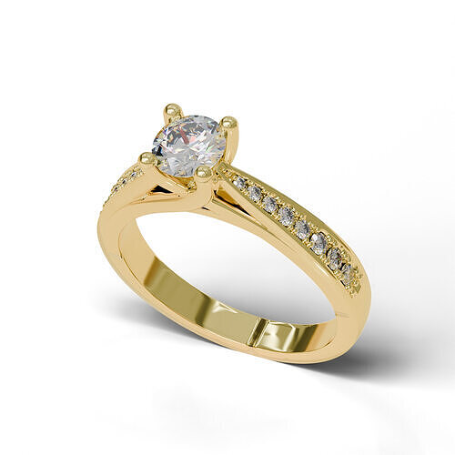 Solitaire engagement ring 3D print model