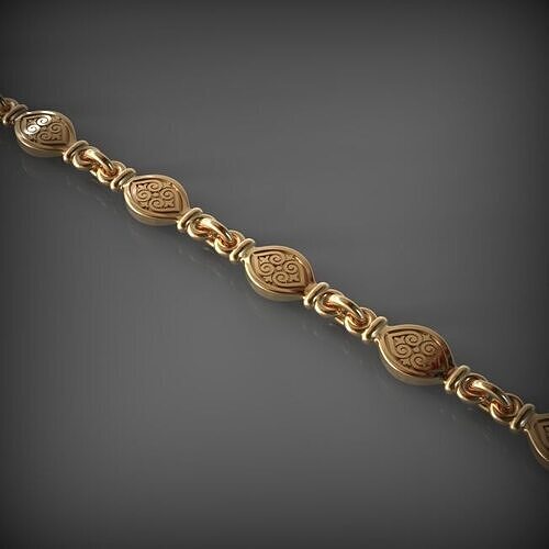 chain necklace bracelet 3d print model Teardrop Motif Gold  3D print model