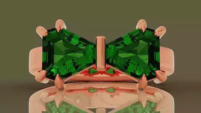 Fashion bow tie diamond ring with calf shape diamonds