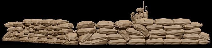 Sand bags wall 3D print model