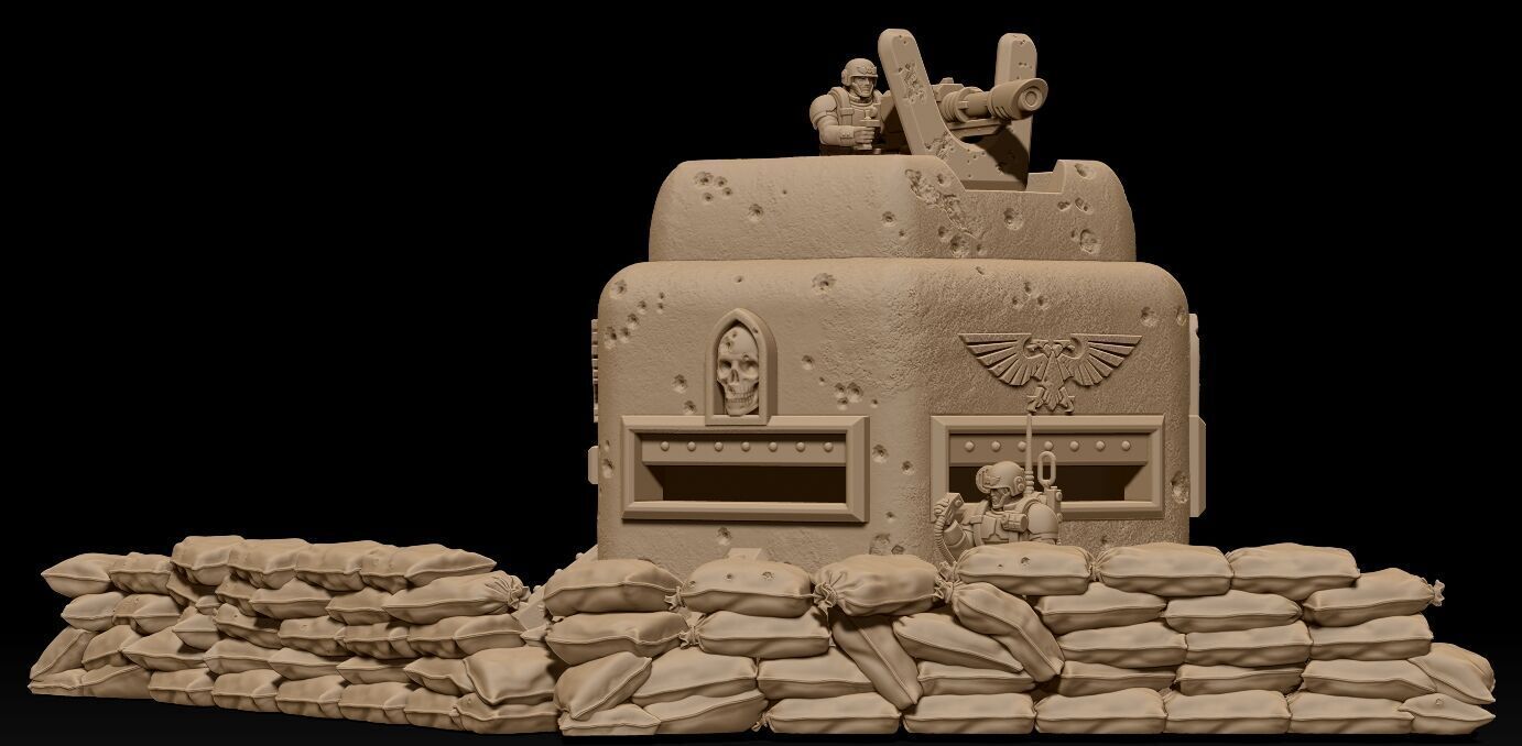 Sand bags wall 3D print model_2