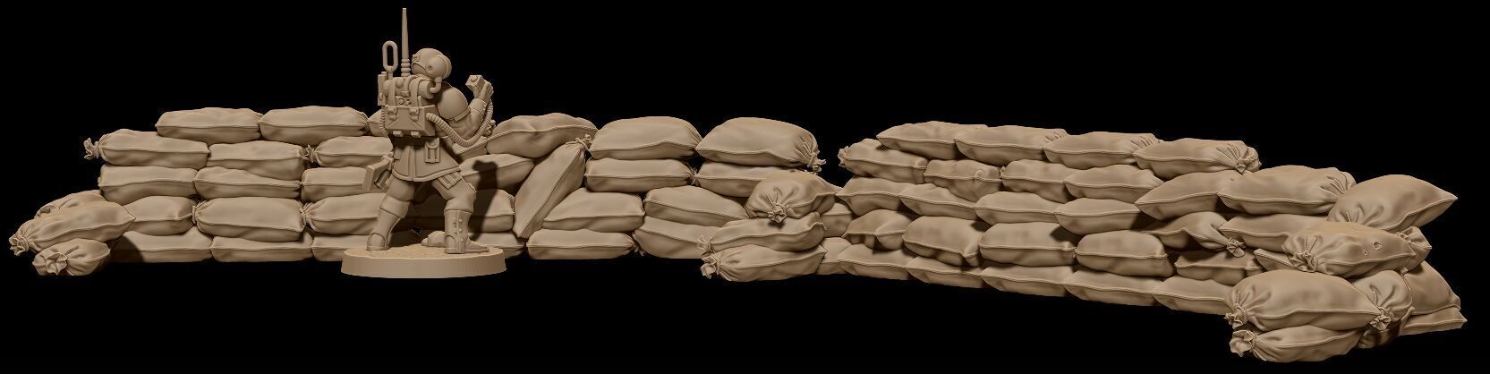 Sand bags wall 3D print model_1