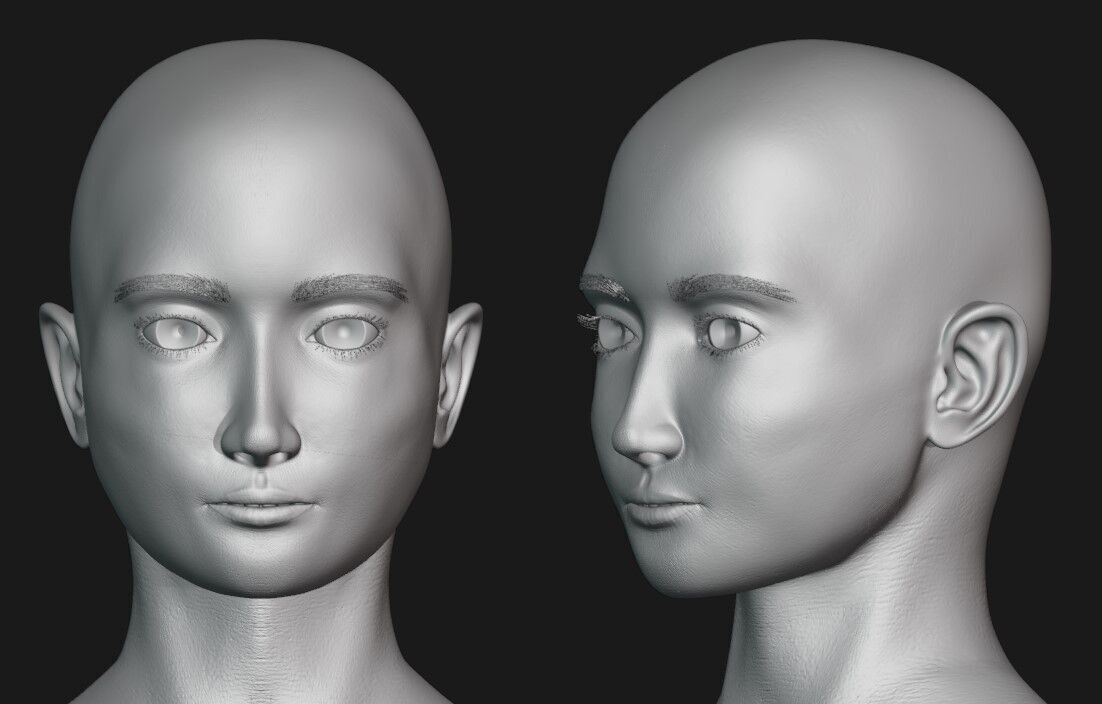 Female character Low-poly 3D model_2