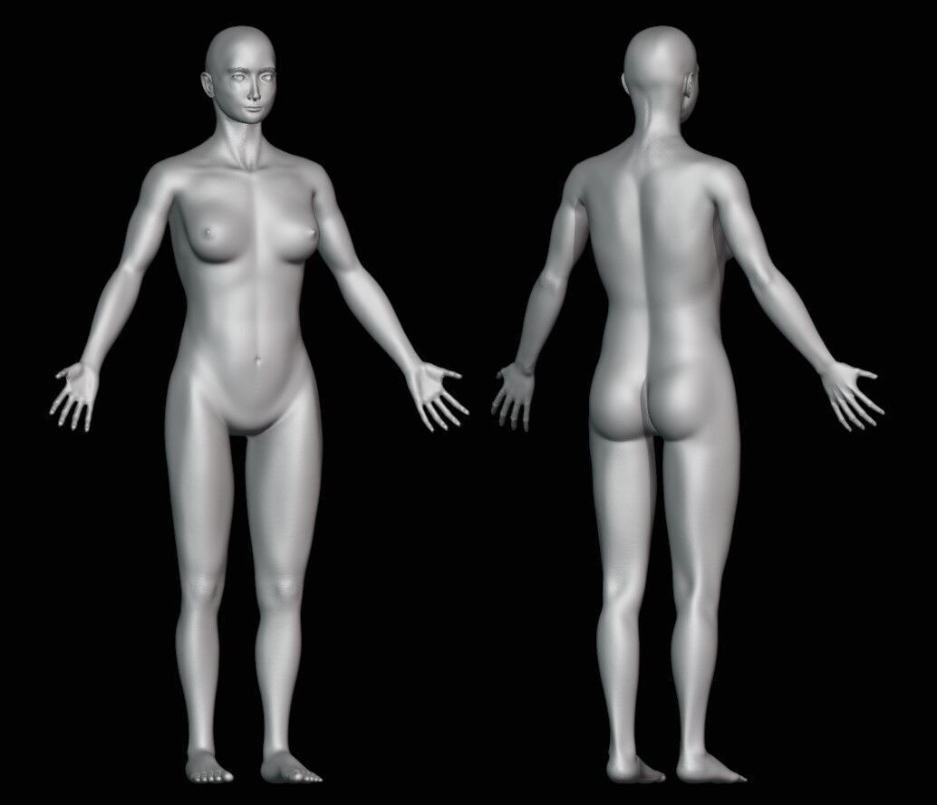 Female character Low-poly 3D model_1