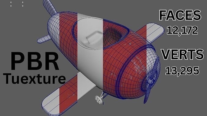 Airplane cartoon style 3D model Low-poly 3D model
