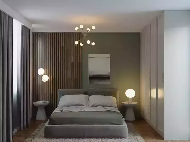 cozy bedroom 3model  Free low-poly 3D model