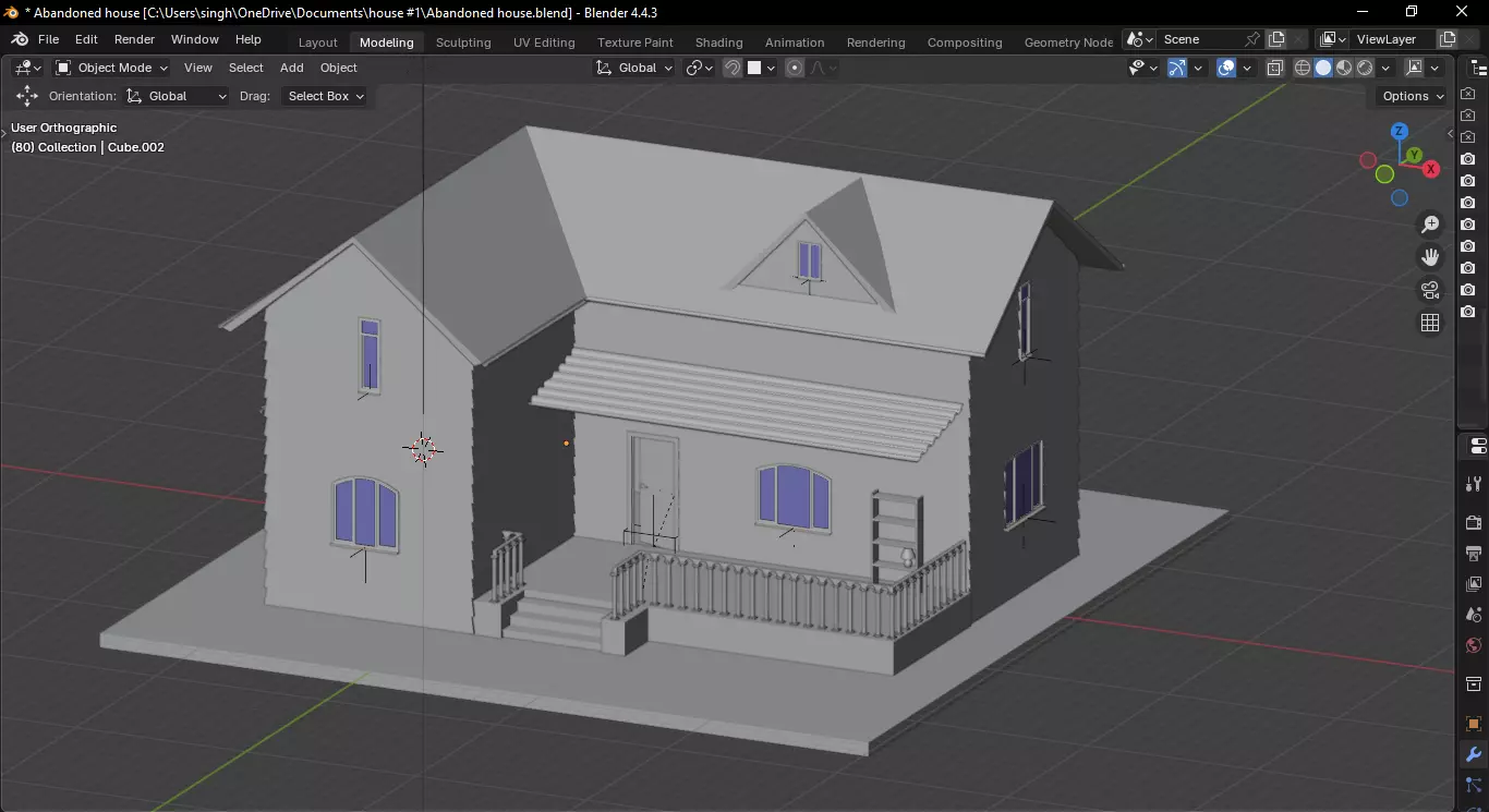 Abandoned house base model Low-poly 3D model