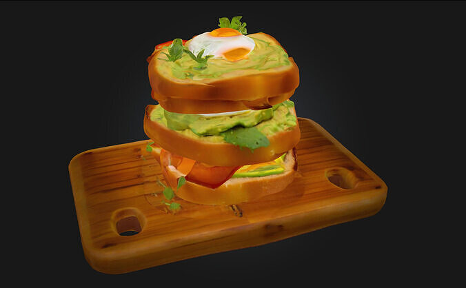 Stacked Breakfast Delight  A Tower of Morning Indulgence 3D model