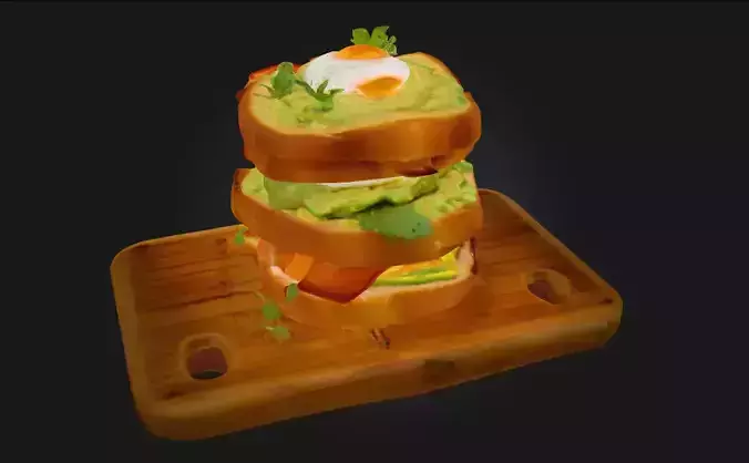 Stacked Breakfast Delight A Tower of Morning Indulgence 3D model