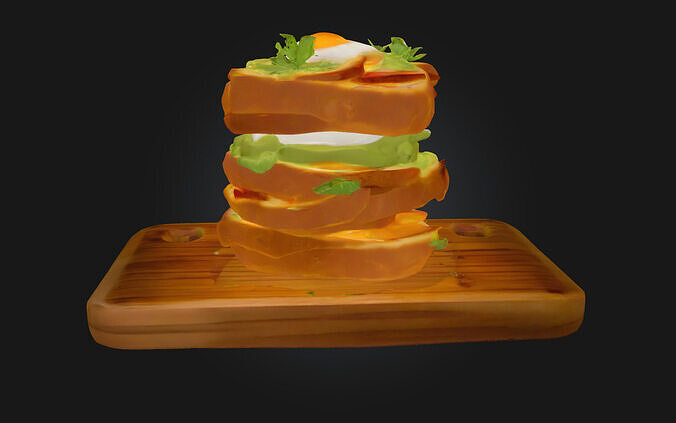 Stacked Breakfast Delight  A Tower of Morning Indulgence 3D model 4