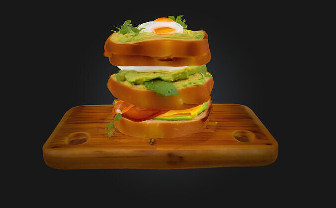 Stacked Breakfast Delight  A Tower of Morning Indulgence 3D model 2