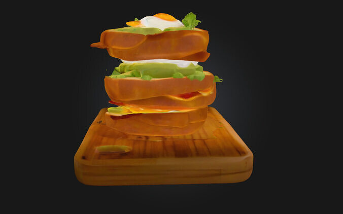 Stacked Breakfast Delight  A Tower of Morning Indulgence 3D model 5