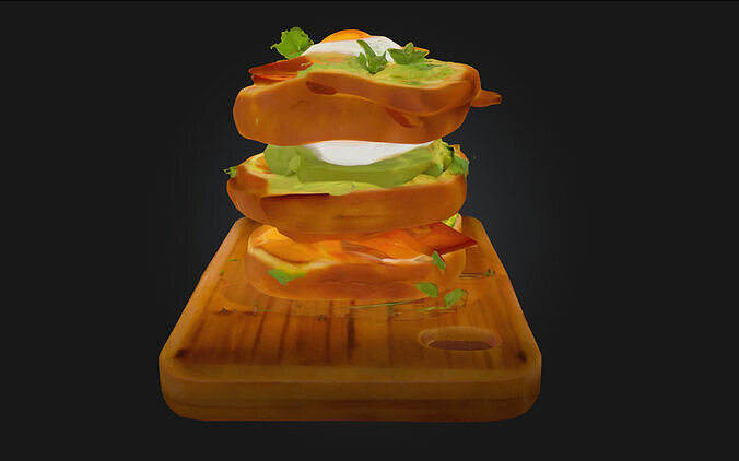 Stacked Breakfast Delight  A Tower of Morning Indulgence 3D model 3