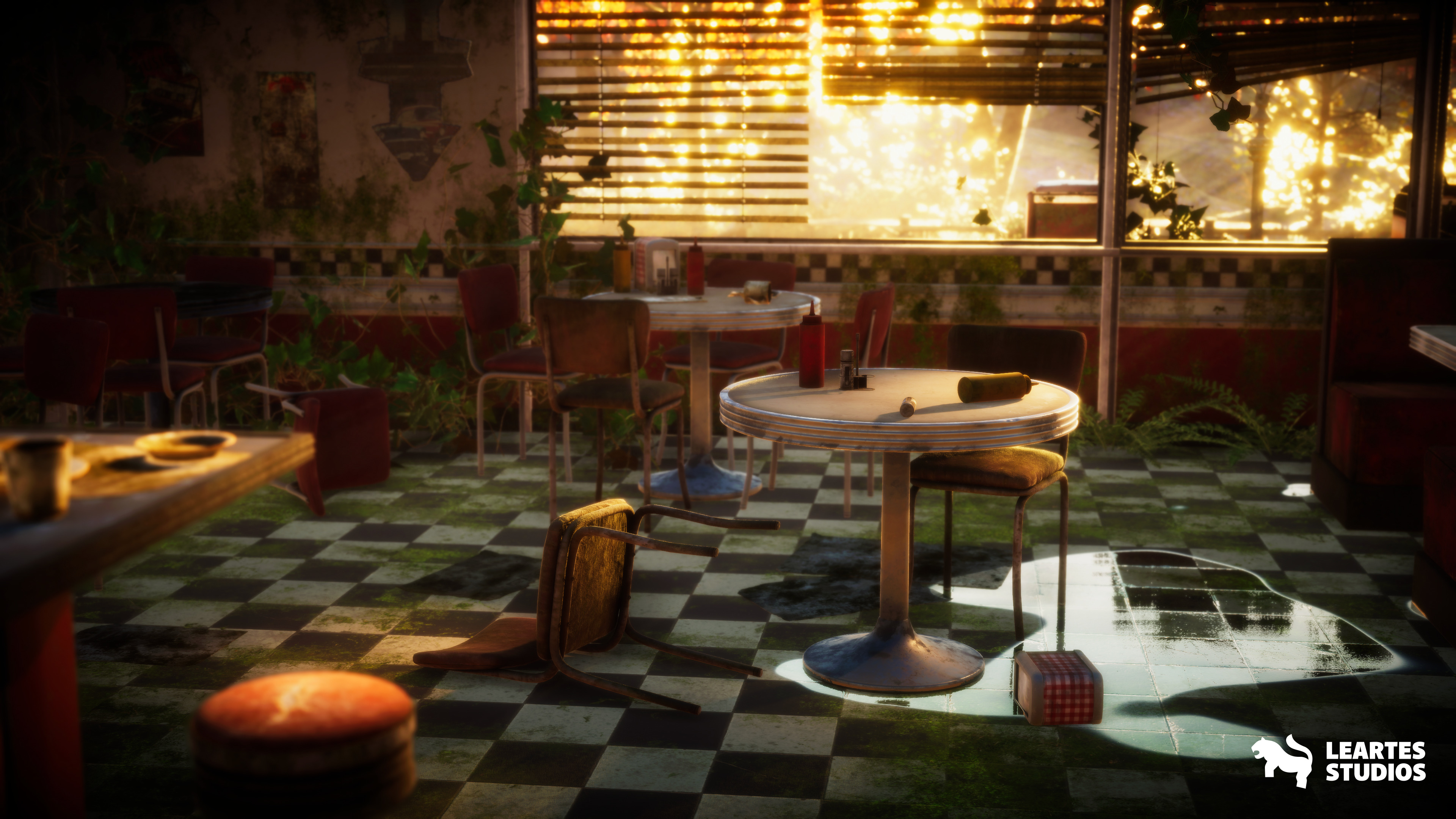 Post-Apo American Diner Environment Low-poly 3D model_13