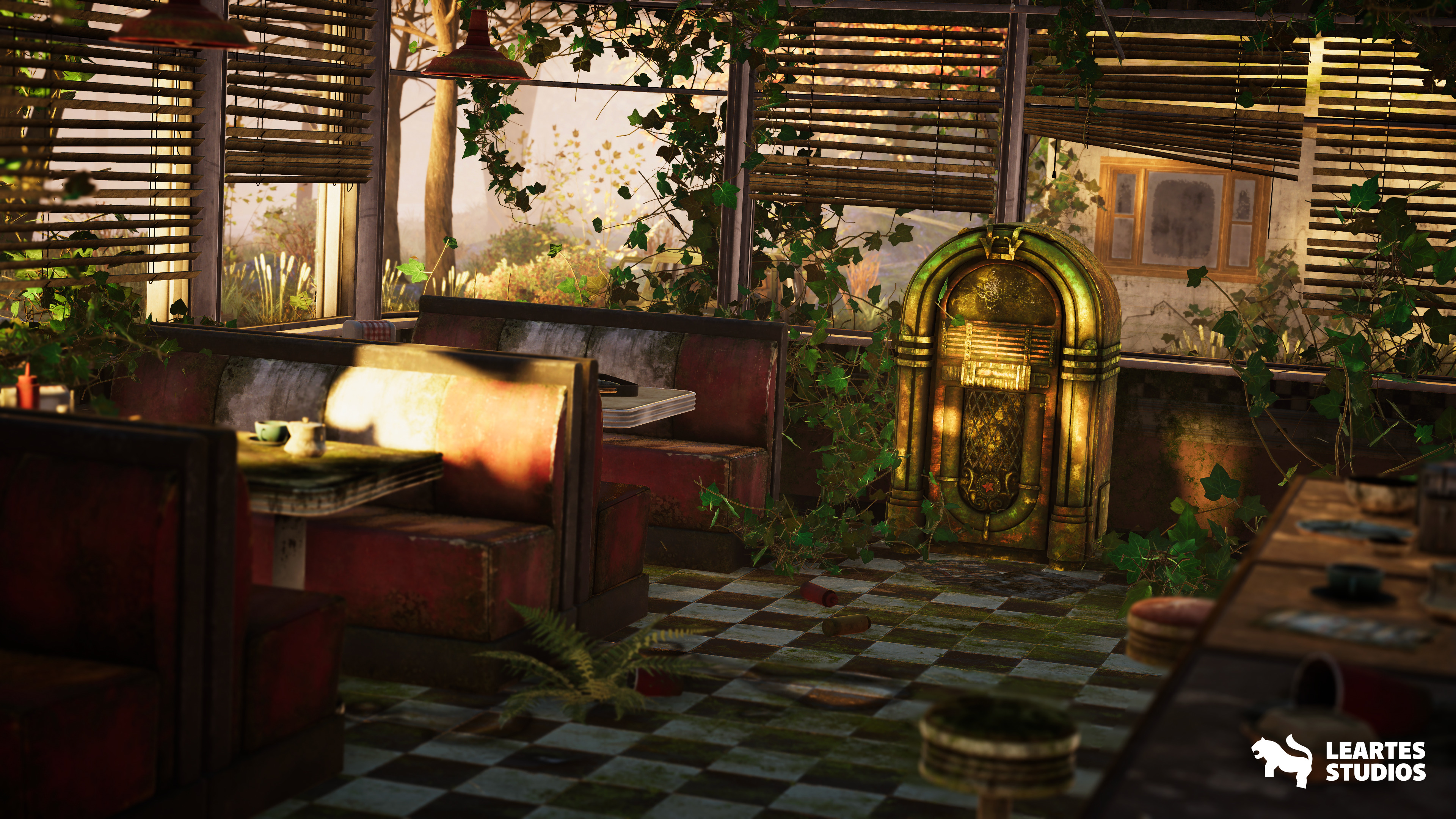 Post-Apo American Diner Environment Low-poly 3D model_10